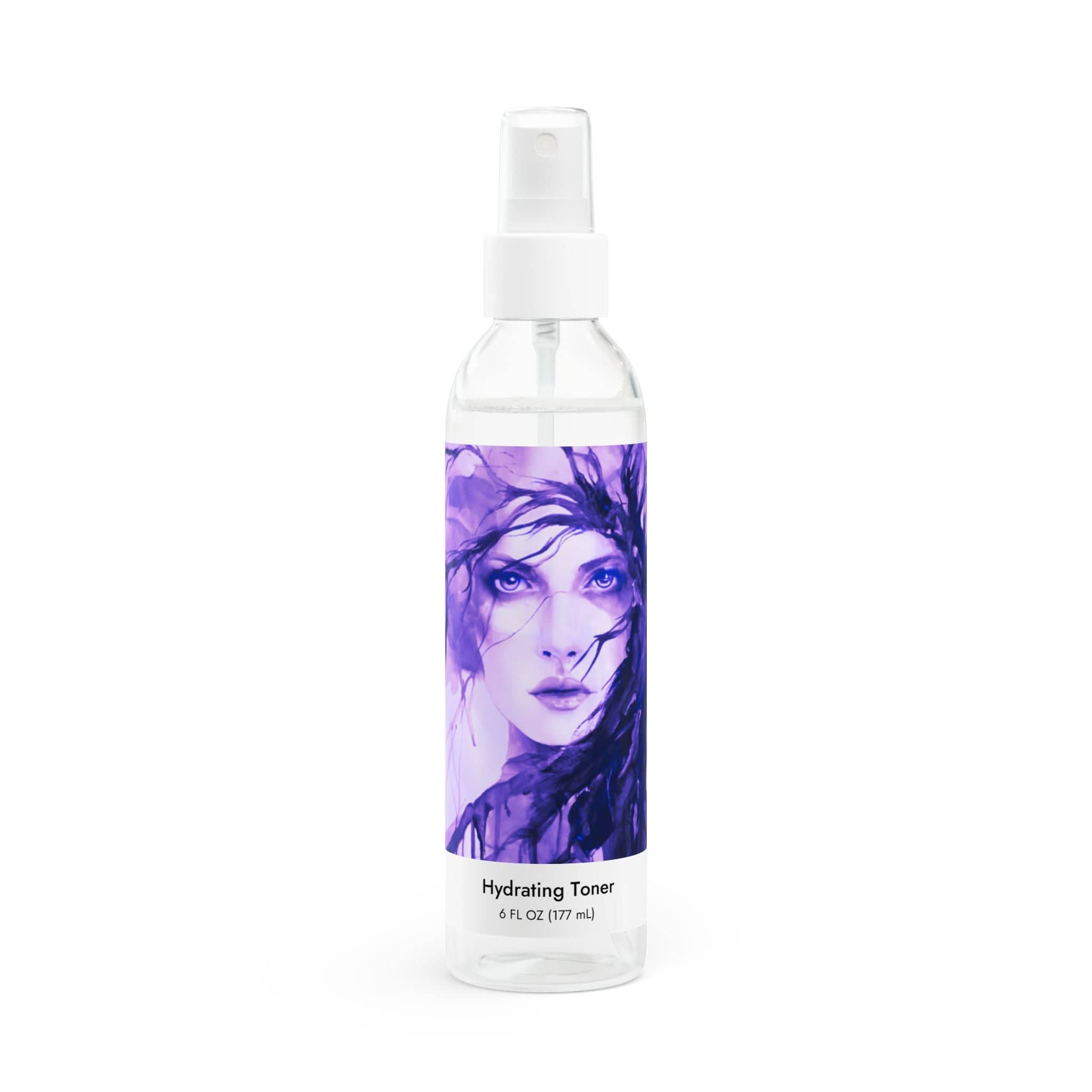 white bottle with woman's face- hydrating toner