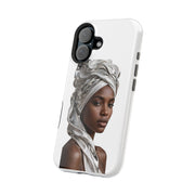 Magnetic Impact-Resistant Phone Case — Elegant Portrait with Silver Headwrap - PRINT EXPLORE