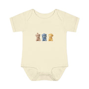 "Lovely pink Bears" Infant Baby Rib Bodysuit