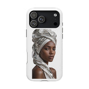 Magnetic Impact-Resistant Phone Case — Elegant Portrait with Silver Headwrap - PRINT EXPLORE