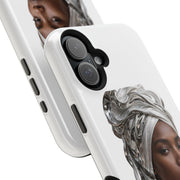 Magnetic Impact-Resistant Phone Case — Elegant Portrait with Silver Headwrap - PRINT EXPLORE