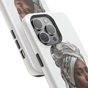 Magnetic Impact-Resistant Phone Case — Elegant Portrait with Silver Headwrap - PRINT EXPLORE