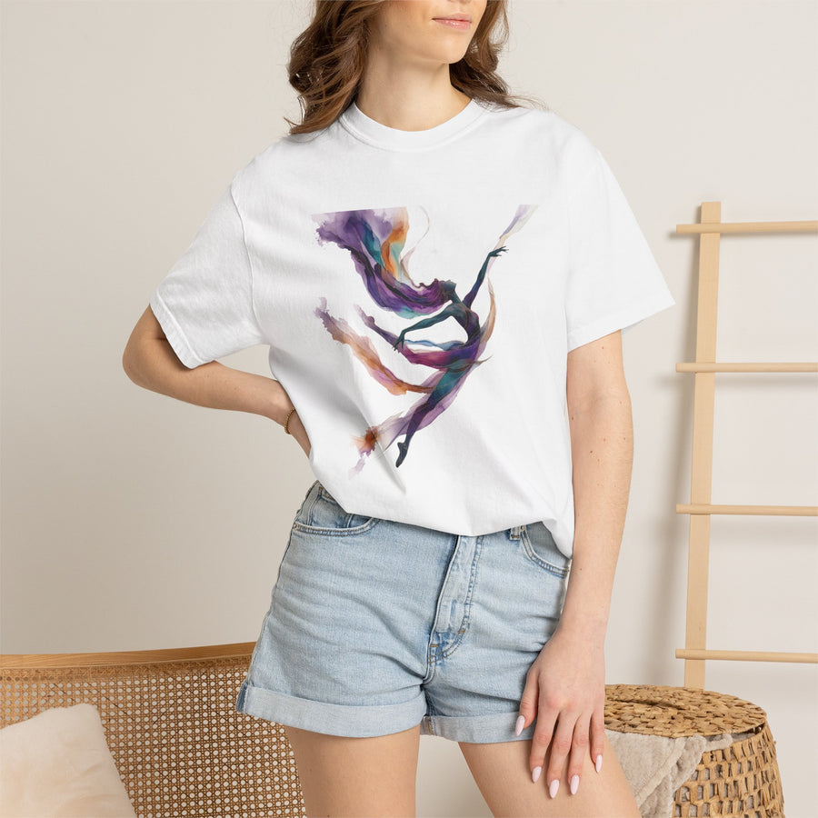 Abstract Color Wave T-Shirt — Ethereal Purple & Teal Art Tee