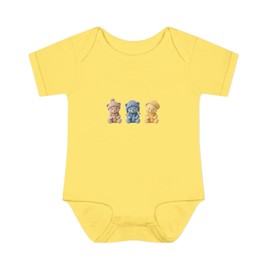 "Lovely pink Bears" Infant Baby Rib Bodysuit