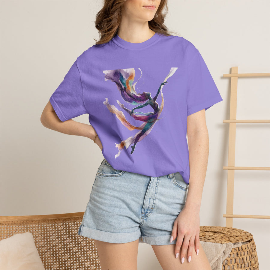 Abstract Color Wave T-Shirt — Ethereal Purple & Teal Art Tee
