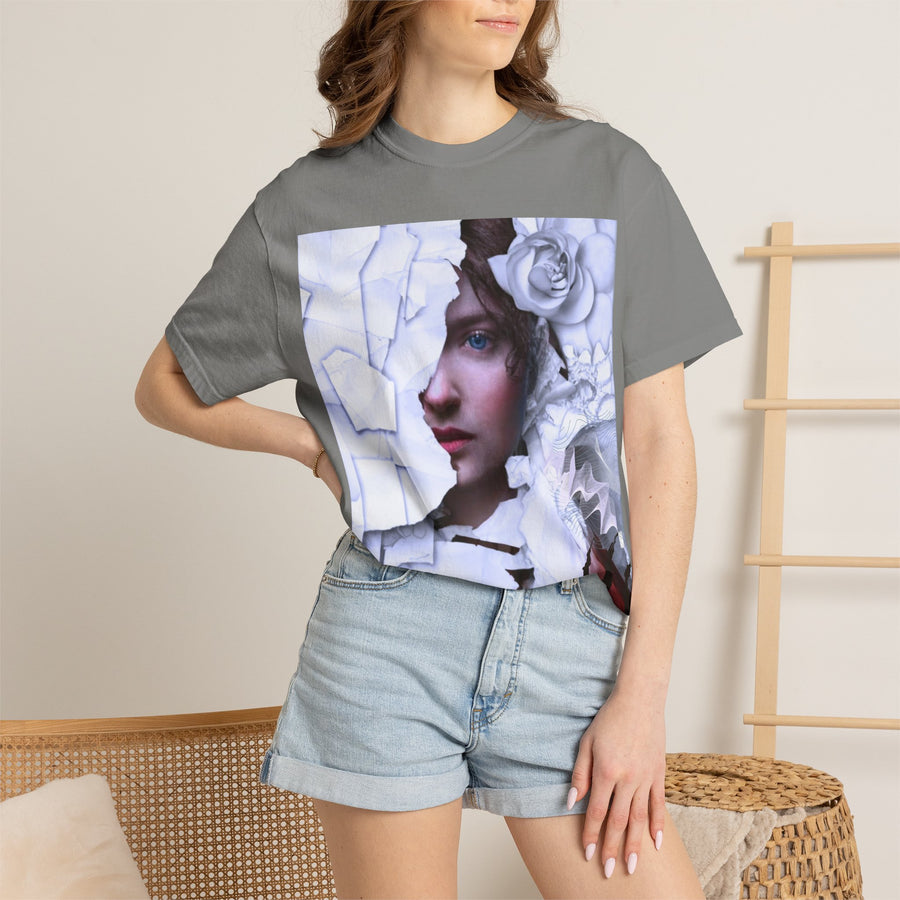 Surreal Portrait T-Shirt with Roses | Artistic Graphic Tee