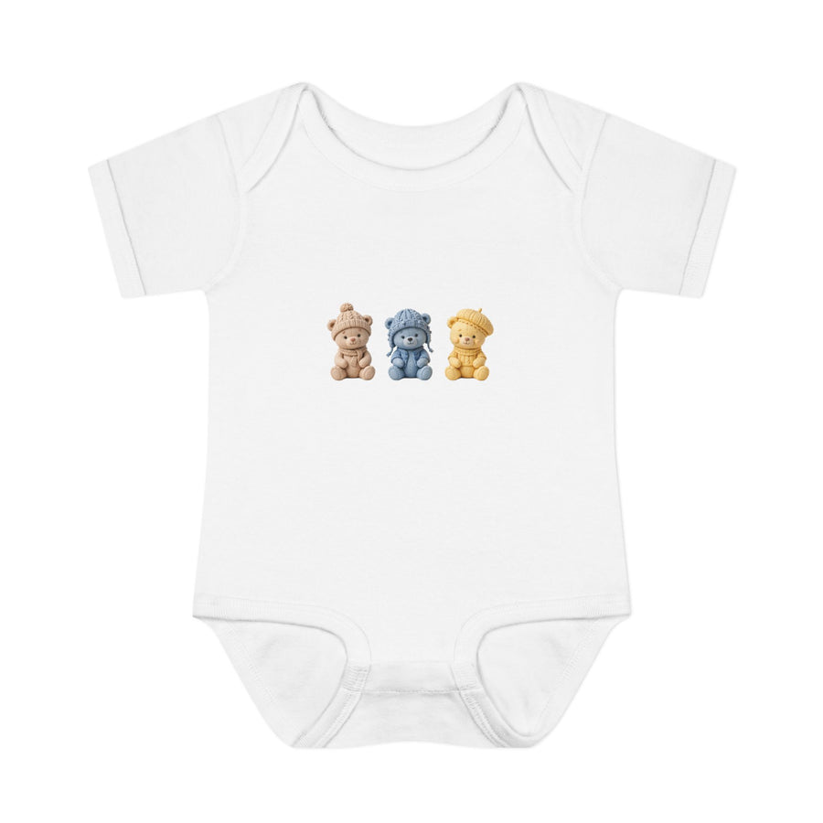 "Lovely pink Bears" Infant Baby Rib Bodysuit