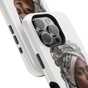Magnetic Impact-Resistant Phone Case — Elegant Portrait with Silver Headwrap - PRINT EXPLORE