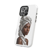 Magnetic Impact-Resistant Phone Case — Elegant Portrait with Silver Headwrap - PRINT EXPLORE
