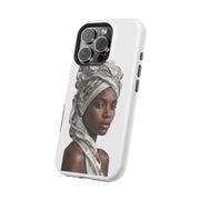 Magnetic Impact-Resistant Phone Case — Elegant Portrait with Silver Headwrap - PRINT EXPLORE