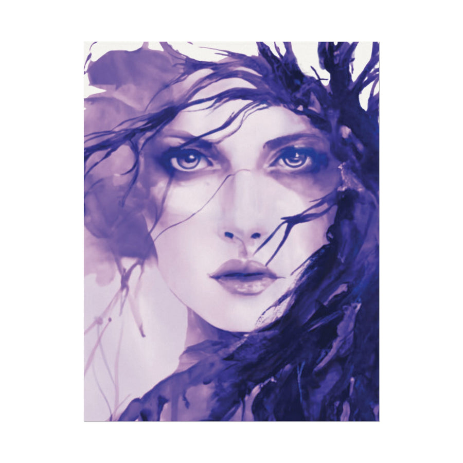 Watercolor Portrait Poster — Purple Female Face Matte Art Print - PRINT EXPLORE