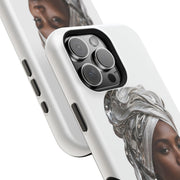 Magnetic Impact-Resistant Phone Case — Elegant Portrait with Silver Headwrap - PRINT EXPLORE