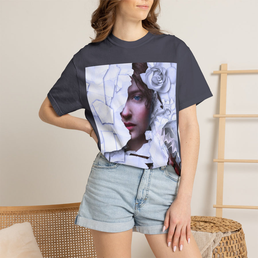 Surreal Portrait T-Shirt with Roses | Artistic Graphic Tee