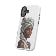Magnetic Impact-Resistant Phone Case — Elegant Portrait with Silver Headwrap - PRINT EXPLORE