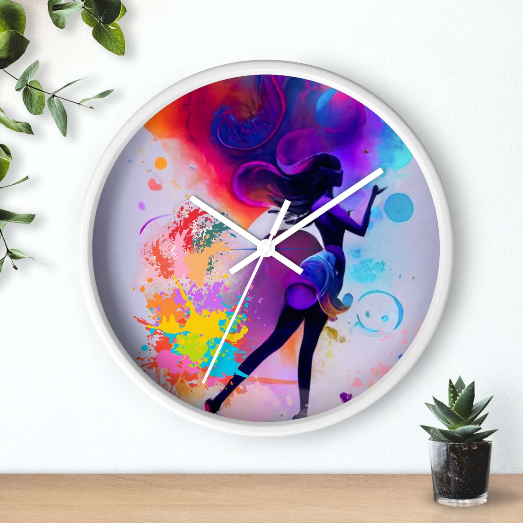 Modern Wooden Wall Clock - Lady in Colors - PRINT EXPLORE