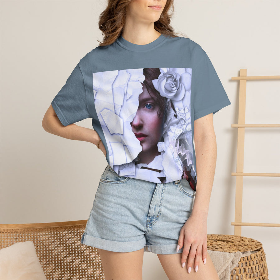 Surreal Portrait T-Shirt with Roses | Artistic Graphic Tee
