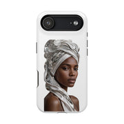 Magnetic Impact-Resistant Phone Case — Elegant Portrait with Silver Headwrap - PRINT EXPLORE