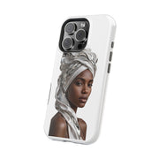 Magnetic Impact-Resistant Phone Case — Elegant Portrait with Silver Headwrap - PRINT EXPLORE