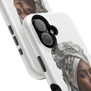 Magnetic Impact-Resistant Phone Case — Elegant Portrait with Silver Headwrap - PRINT EXPLORE