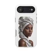 Magnetic Impact-Resistant Phone Case — Elegant Portrait with Silver Headwrap - PRINT EXPLORE