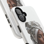 Magnetic Impact-Resistant Phone Case — Elegant Portrait with Silver Headwrap - PRINT EXPLORE