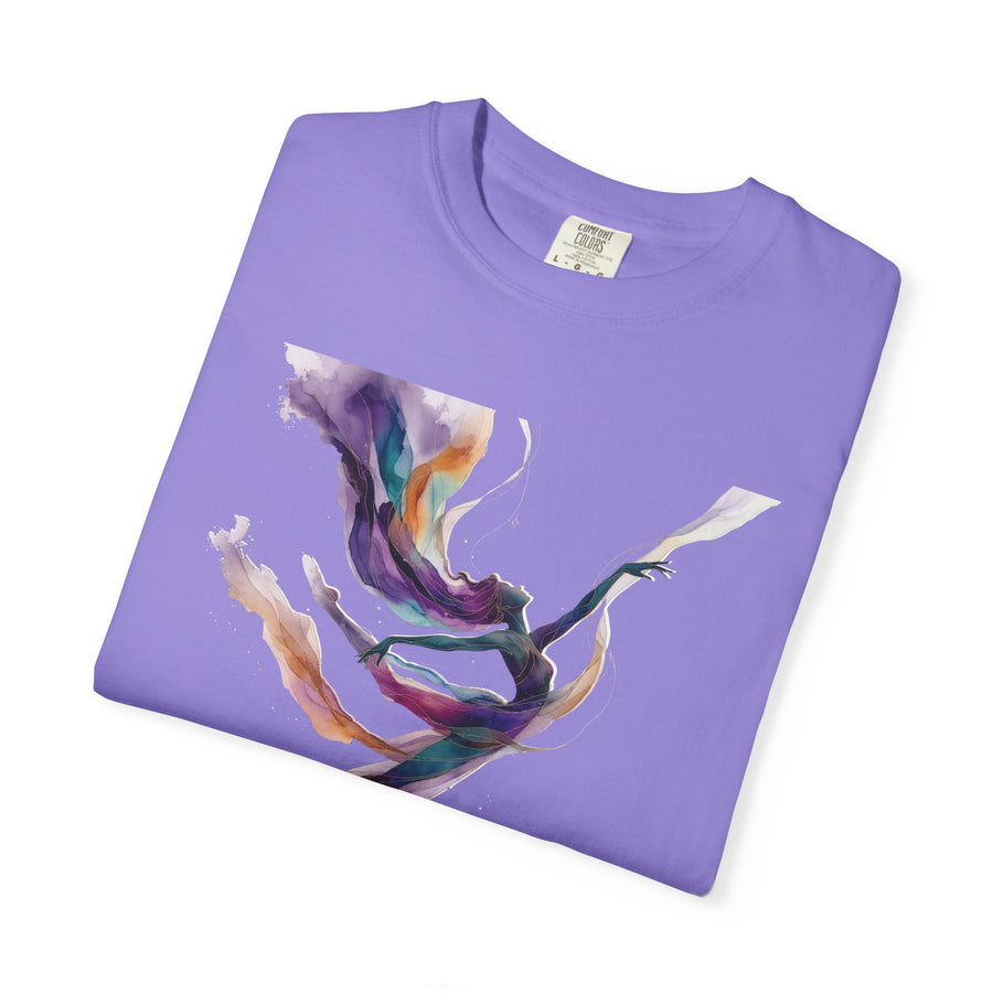Abstract Color Wave T-Shirt — Ethereal Purple & Teal Art Tee