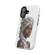 Magnetic Impact-Resistant Phone Case — Elegant Portrait with Silver Headwrap - PRINT EXPLORE