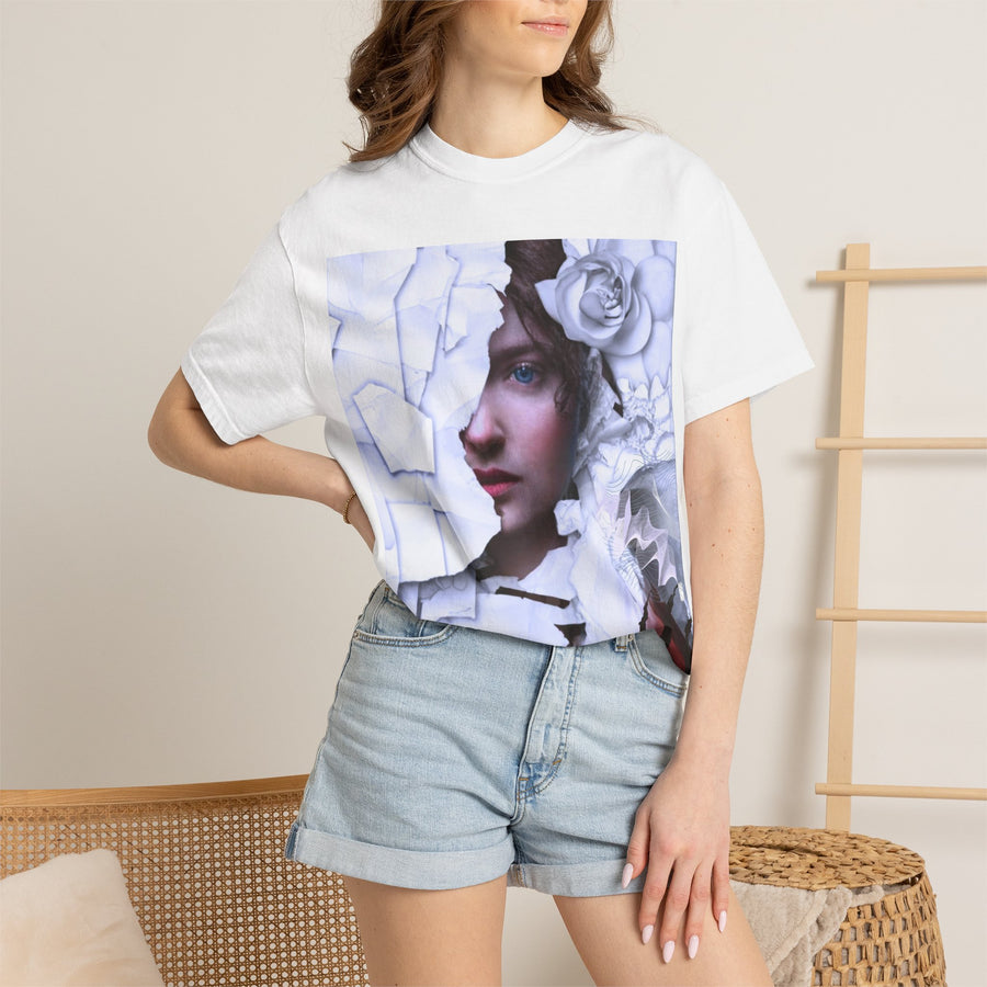 Surreal Portrait T-Shirt with Roses | Artistic Graphic Tee