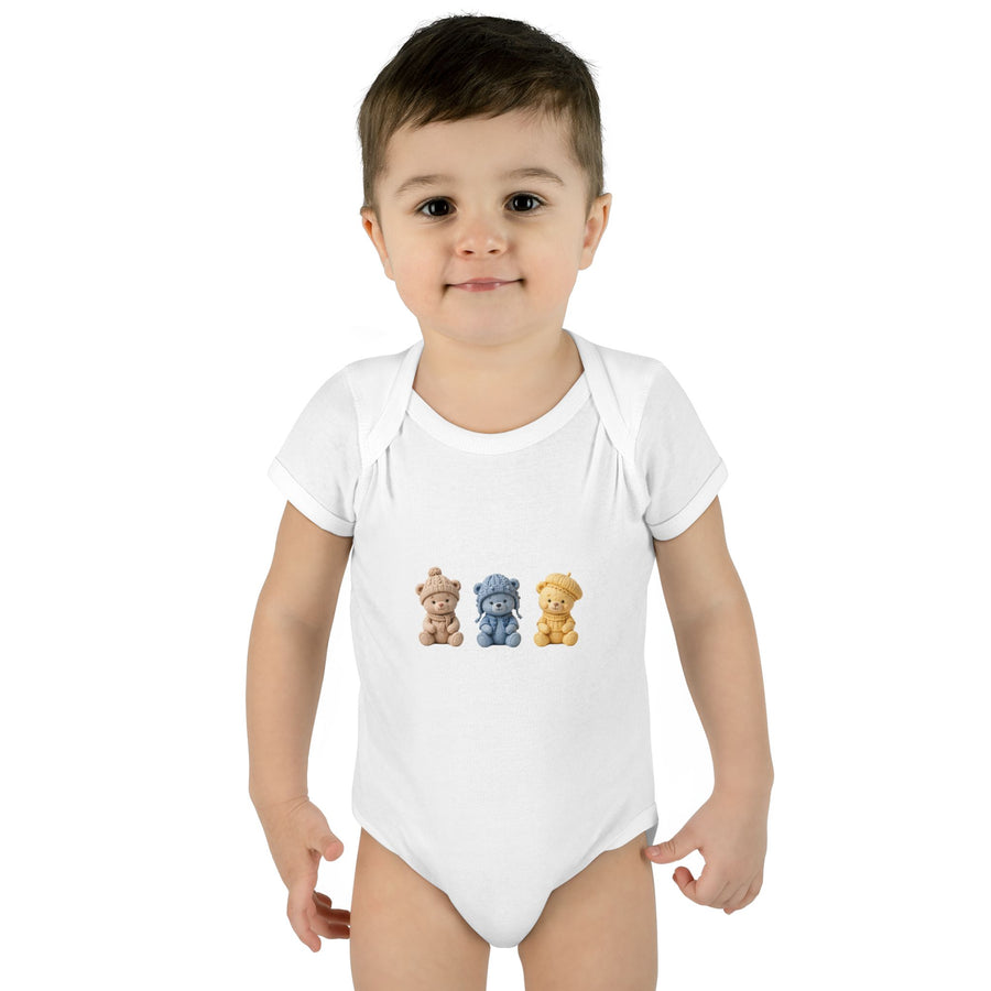 "Lovely pink Bears" Infant Baby Rib Bodysuit