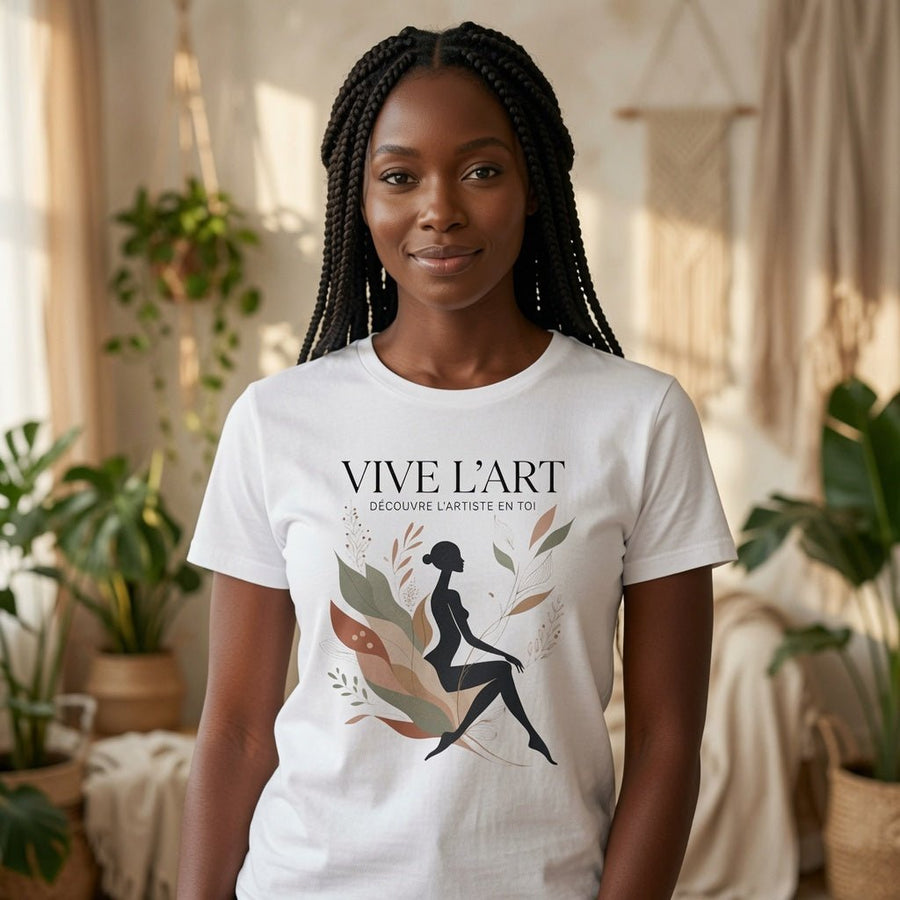 Vive L'Art Botanical Silhouette T-Shirt white - PRINT EXPLORE
