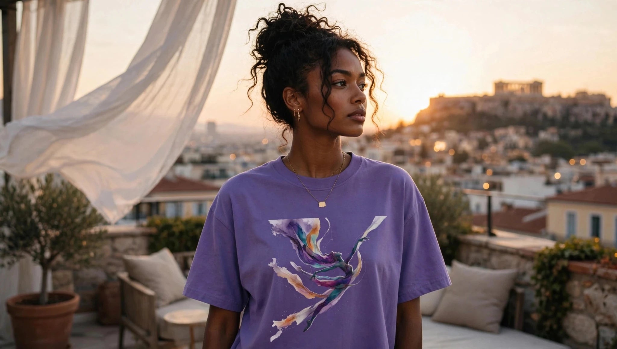 Abstract Color Wave Cotton Graphic Tee - PRINT EXPLORE