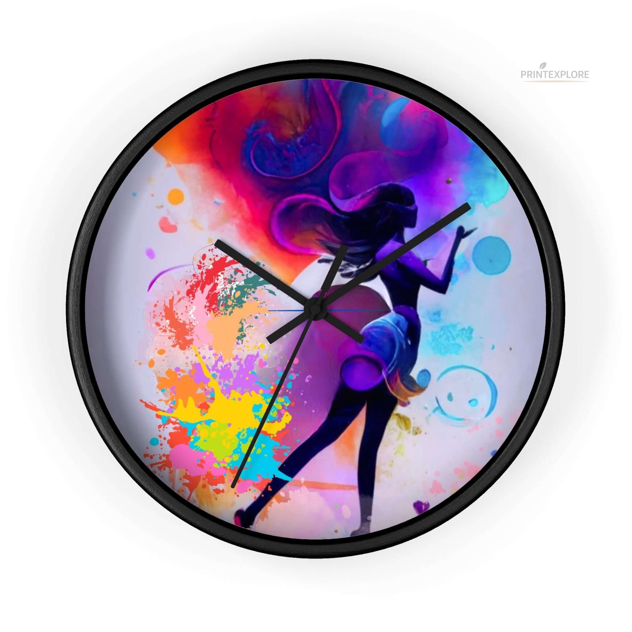 Modern Wooden Wall Clock- Lady in Colors - PRINT EXPLORE
