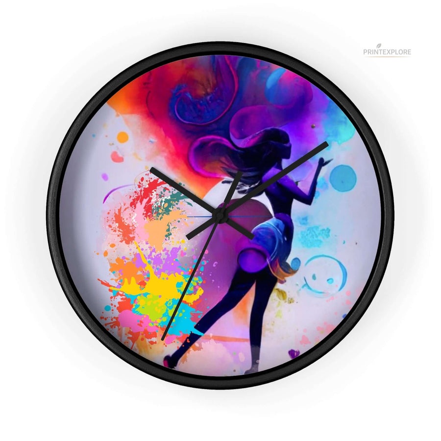 Modern Wooden Wall Clock- Lady in Colors - PRINT EXPLORE