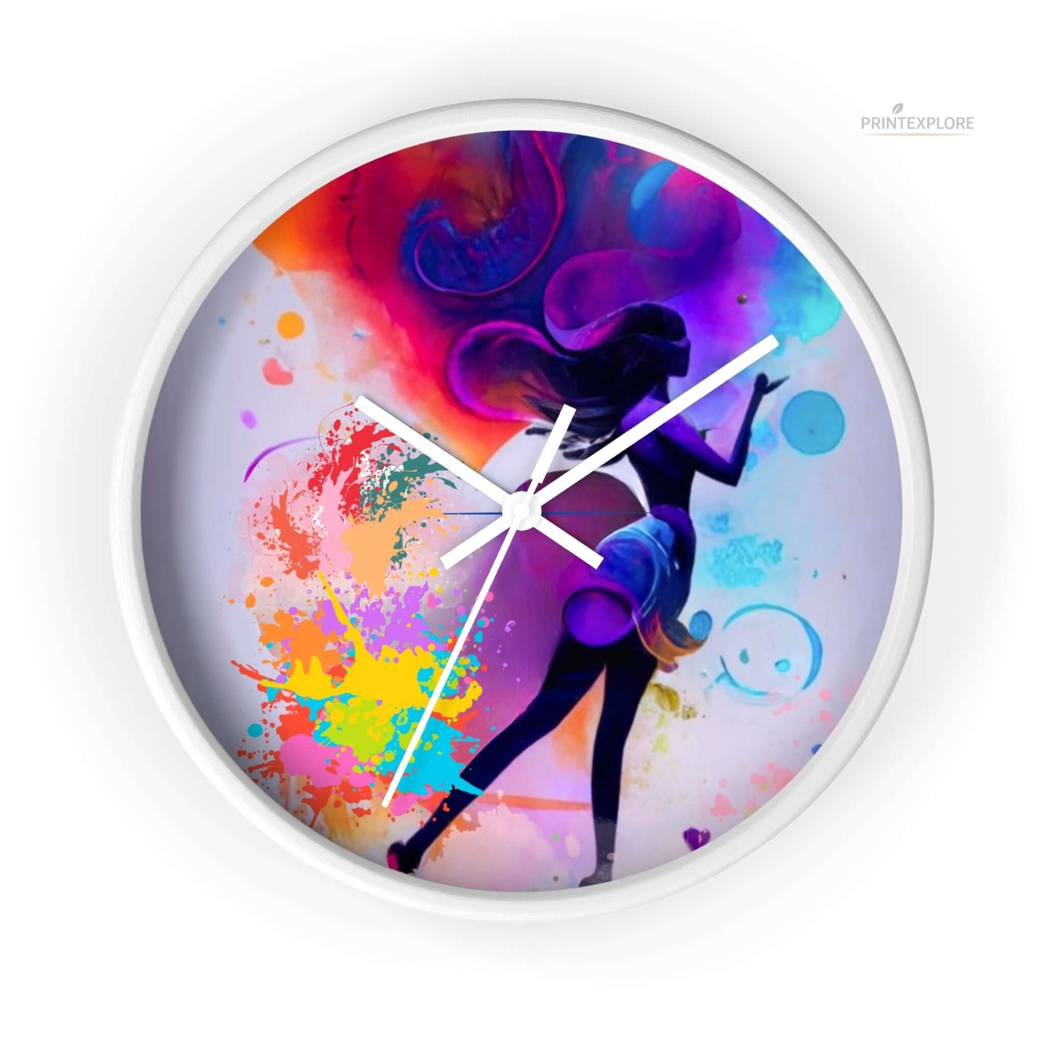 Modern Wooden Wall Clock- Lady in Colors - PRINT EXPLORE
