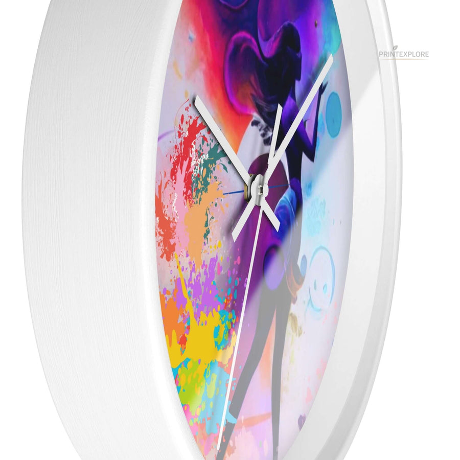 Modern Wooden Wall Clock- Lady in Colors - PRINT EXPLORE