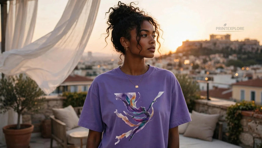 Abstract Color Wave Cotton Graphic Tee - PRINT EXPLORE