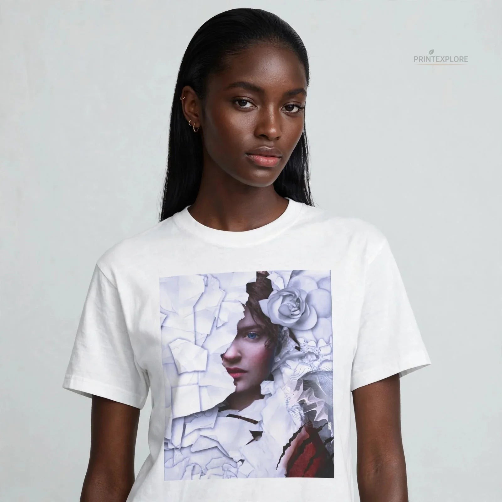 Surreal Rose Portrait Graphic T-Shirt | Wearable Art - PRINT EXPLORE