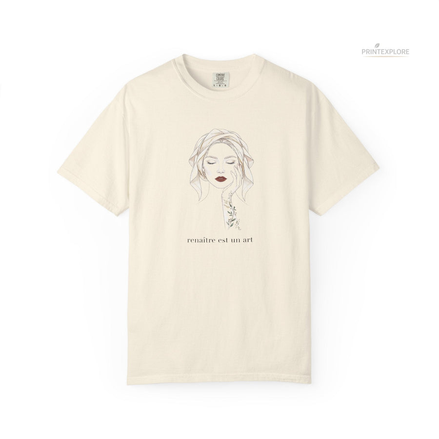Minimalist Line Art Graphic Tee for Women | French-Inspired Design - PRINT EXPLORE