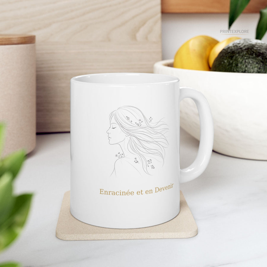 Rooted & Becoming Ceramic- Minimalist Botanical Coffee Mug - PRINT EXPLORE