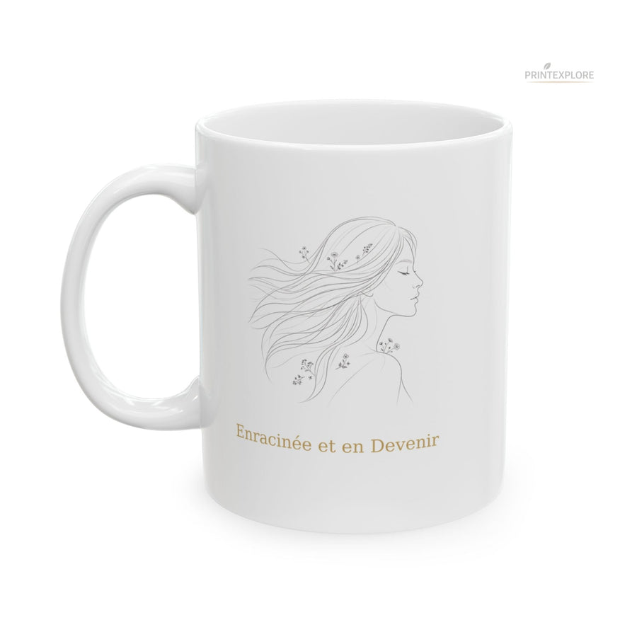 Rooted & Becoming Ceramic- Minimalist Botanical Coffee Mug - PRINT EXPLORE