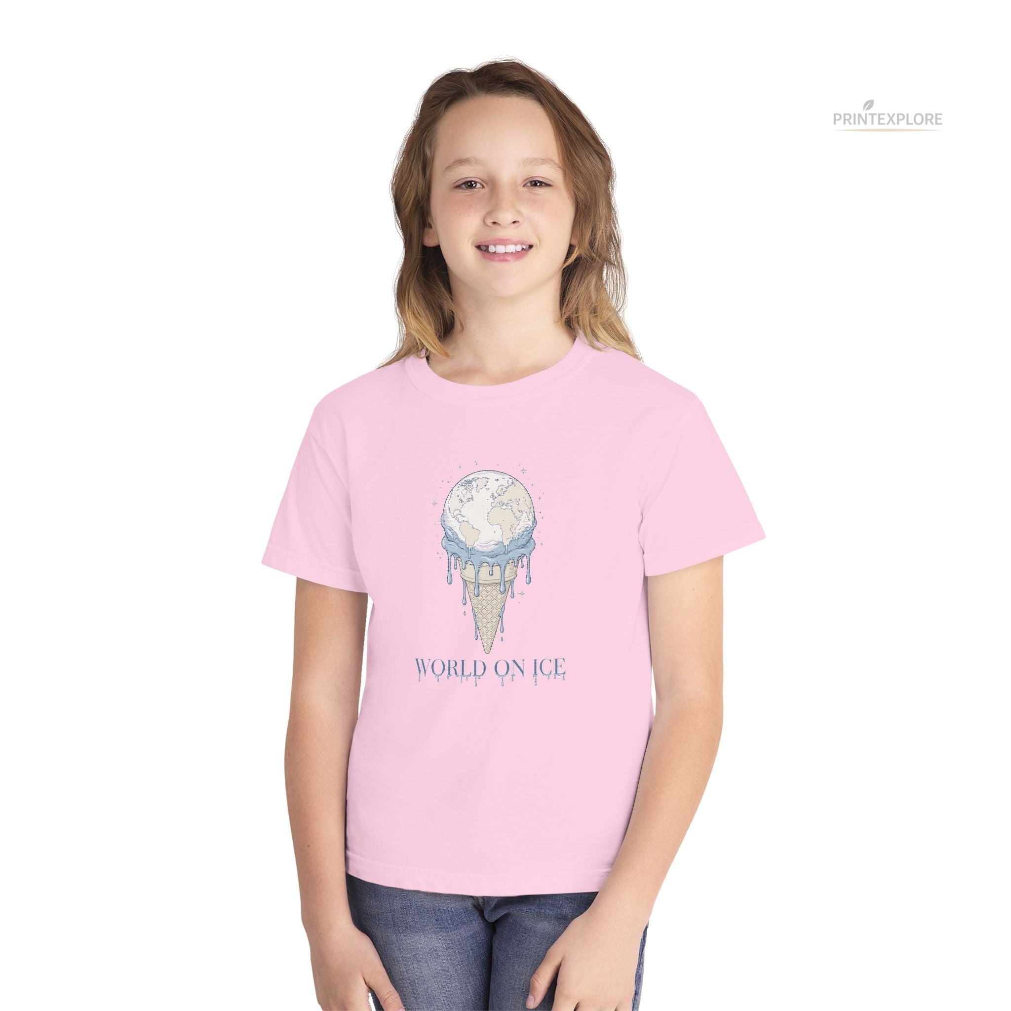 Youth World on Ice Midweight Artistic Kids Graphic T-Shirt - PRINT EXPLORE